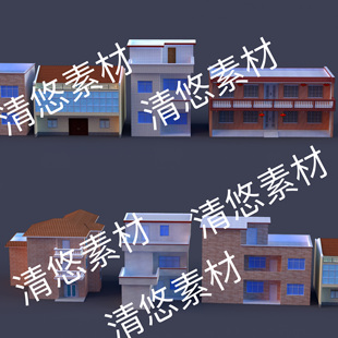 c4d obj格式 现代民房乡镇农村自建房单体建筑文件 非实物E4 fbx
