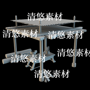 c4d obj格式 古风木棚棚子木材桌子文件 非实物B276 fbx