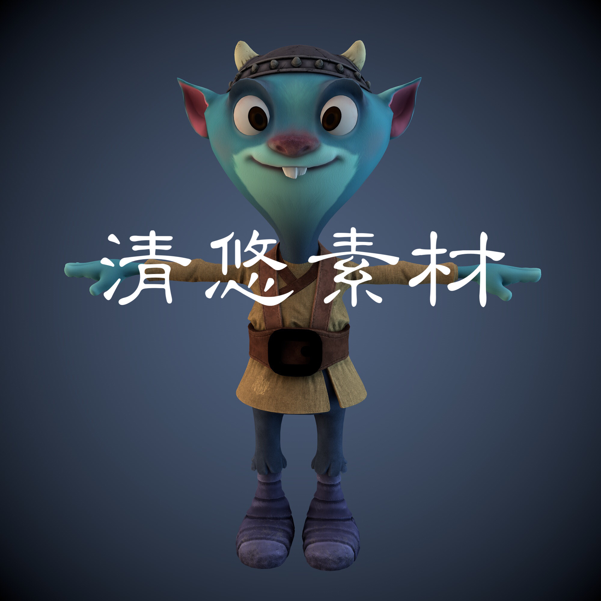 卡通人形动物模型c4d fbx格式松鼠模型角色人物骨骼绑定 a131