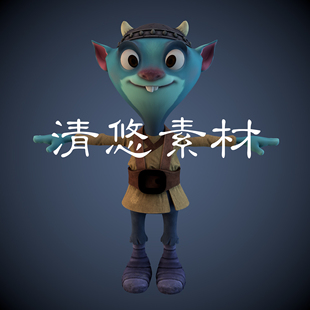 松鼠模型角色人物骨骼绑定 A131 fbx格式 卡通人形动物模型c4d