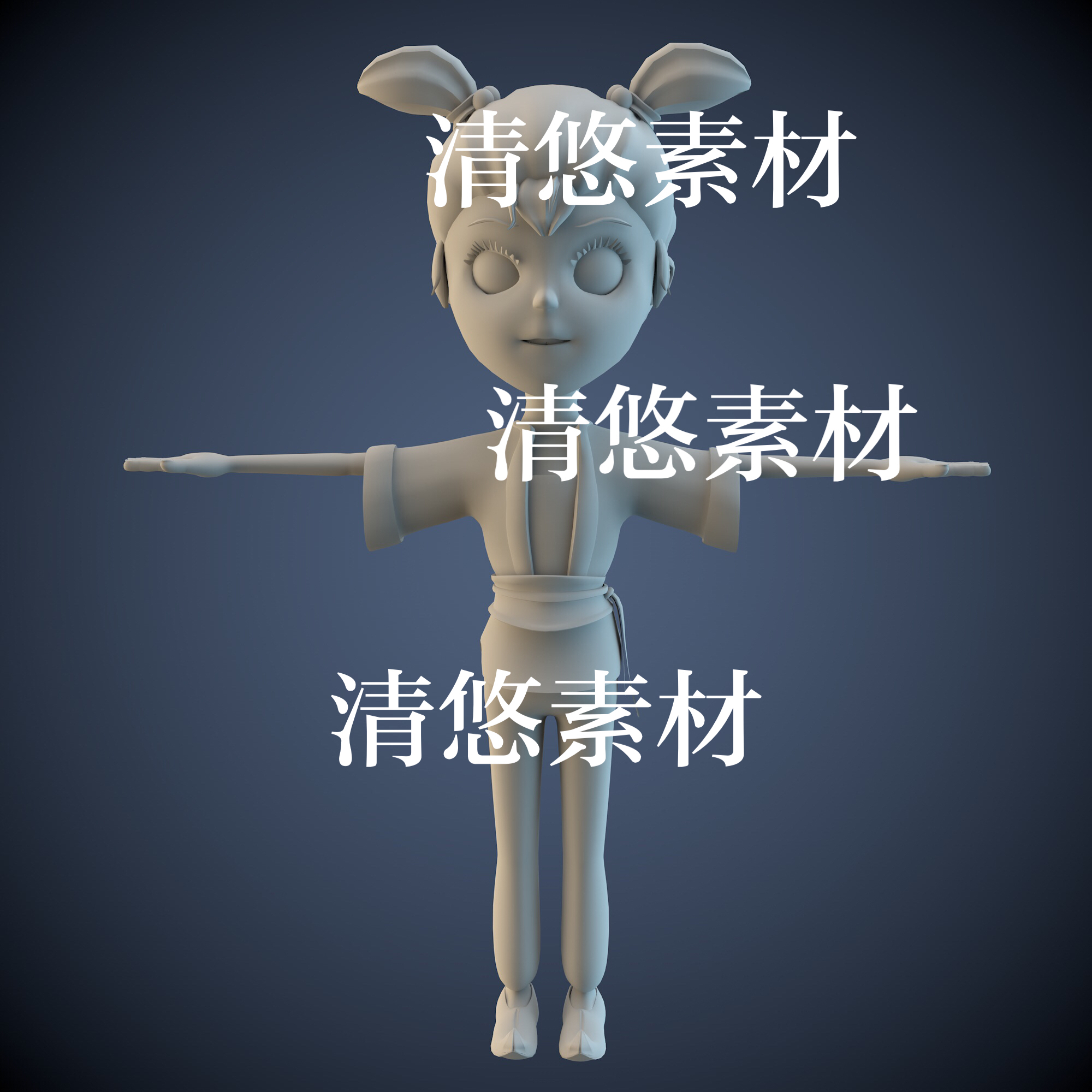 maya c4d fbx obj格式模型古代卡通小女孩人物形象 非实物A474