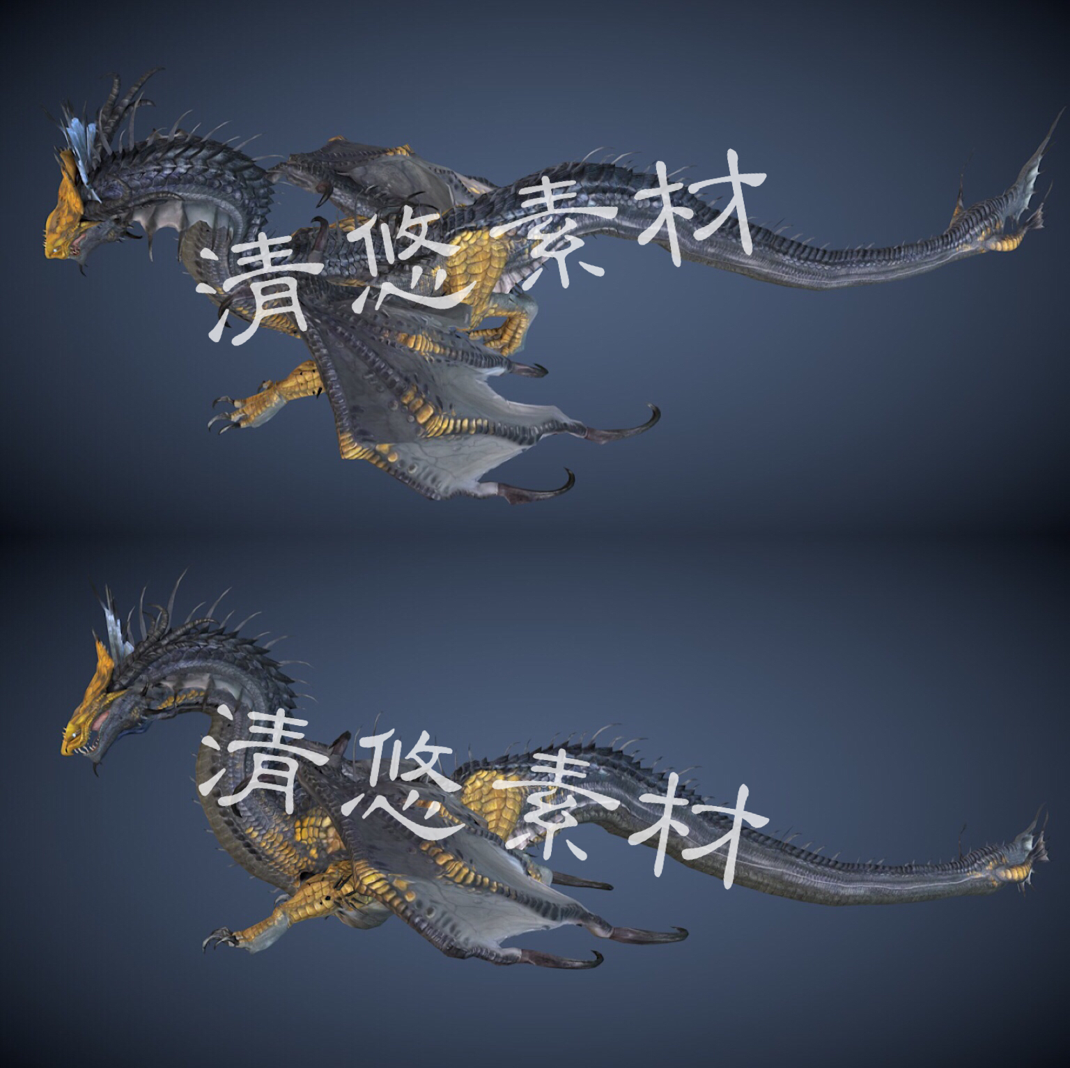 魔幻邪恶巨龙恶龙恐龙c4d fbx格式文件骨骼绑定带动作 非实物A245
