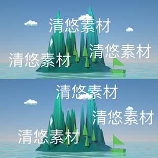 非实物D263 c4d卡通多边形岛屿小岛孤岛水面oc渲染环境场景文件