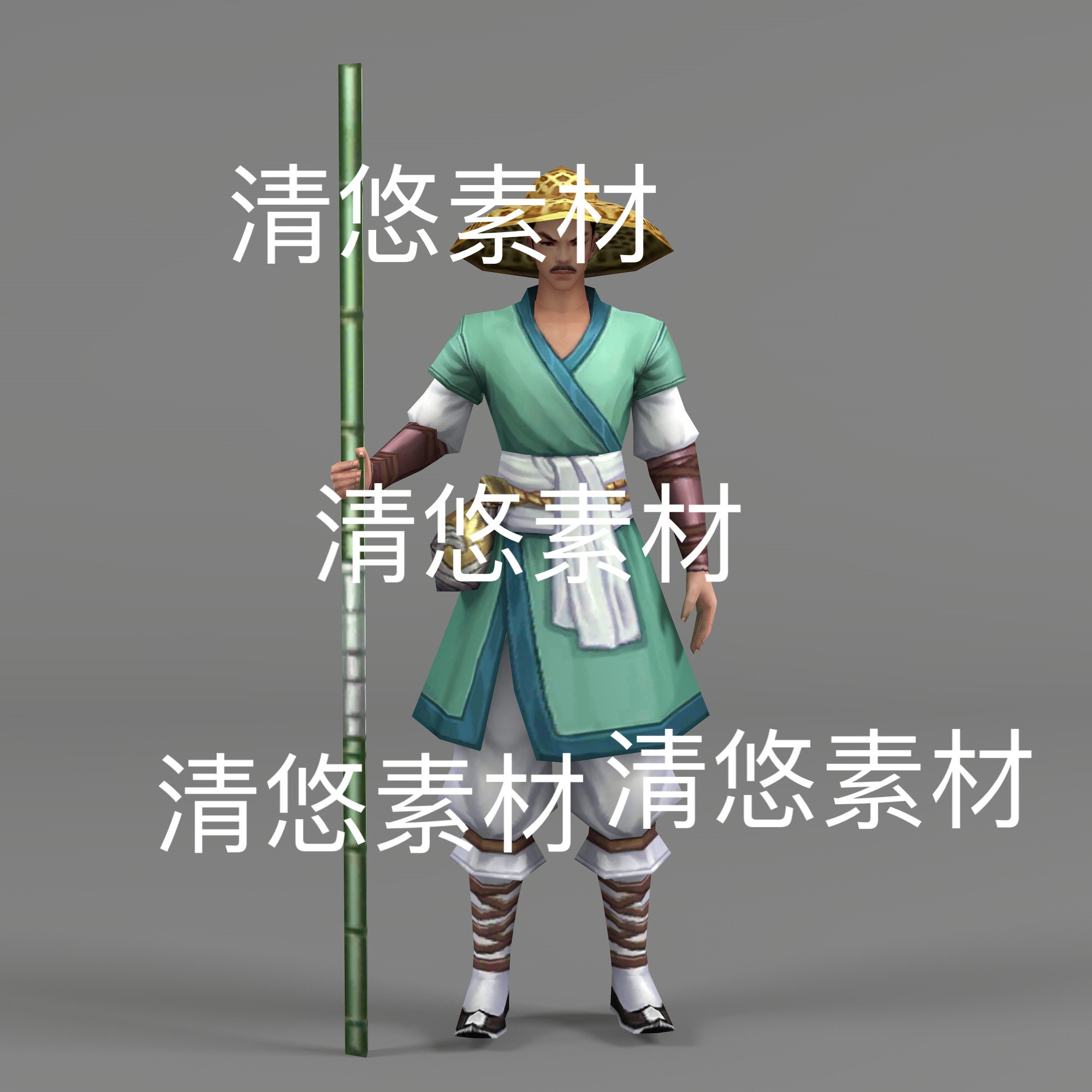 c4d fbx格式古代人物渔夫船夫村民骨骼绑定简模文件 非实物D573