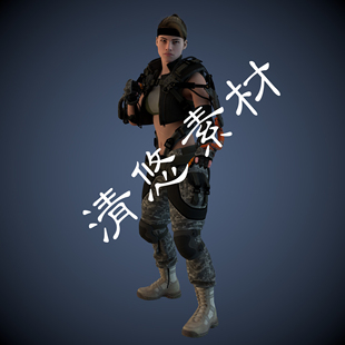 obj格式 次世代现代女人物士兵迷彩作战3dmax c4d fbx A102 模型