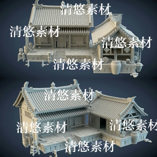 酒坊阶梯水缸屋顶文件 3dmax 非实物A828 古风中式 obj格式 c4d fbx