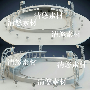 卡通场景建筑运动场体育比赛场c4d obj格式 模型 非实物A440 fbx