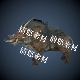 动物骨骼绑定带动作 非实物A657 fbx格式 游戏怪物獠牙野猪坐骑c4d