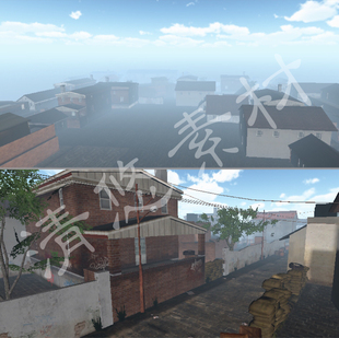 unity c4d乡村农村小镇巷子场景现代老旧建筑fbx格式 非实物387