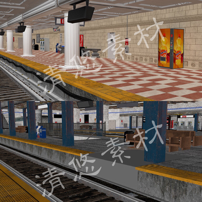 unity maya c4d fbx完整地铁火车站设施场景模型铁轨车厢月台944