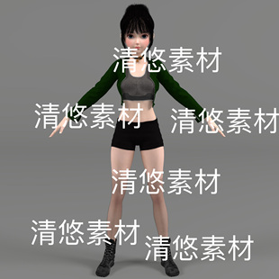 c4d 卡通大眼时尚 小姐姐骨骼面部绑定文件 非实物B970 fbx格式