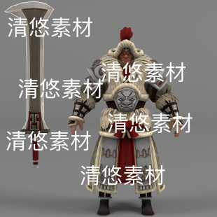 古装 c4d fbx obj格式 非实物D400 古代蒙古大刀士兵勇士战士文件