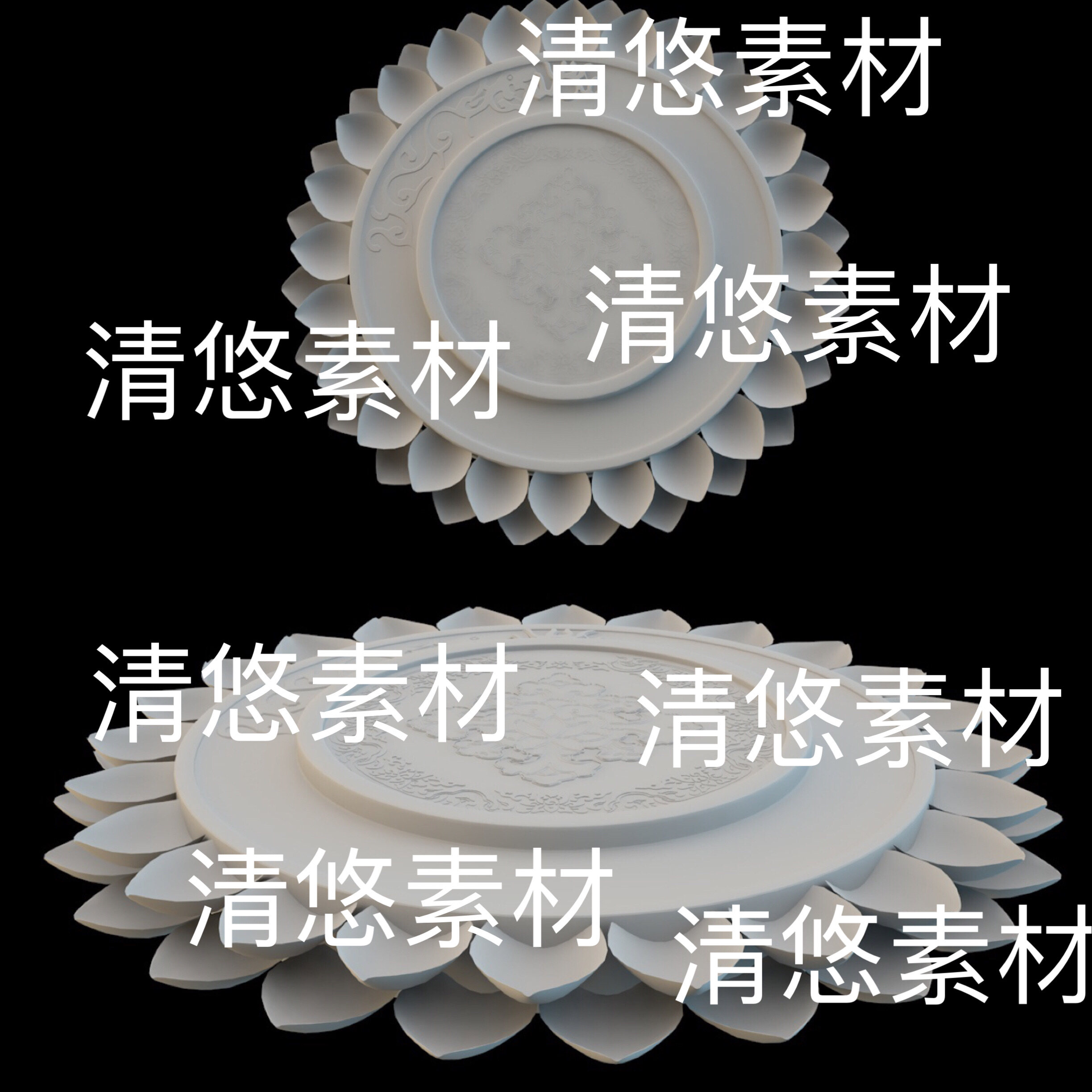 3dmax c4d fbx obj格式仙侠古风莲花石台底座文件 非实物B595