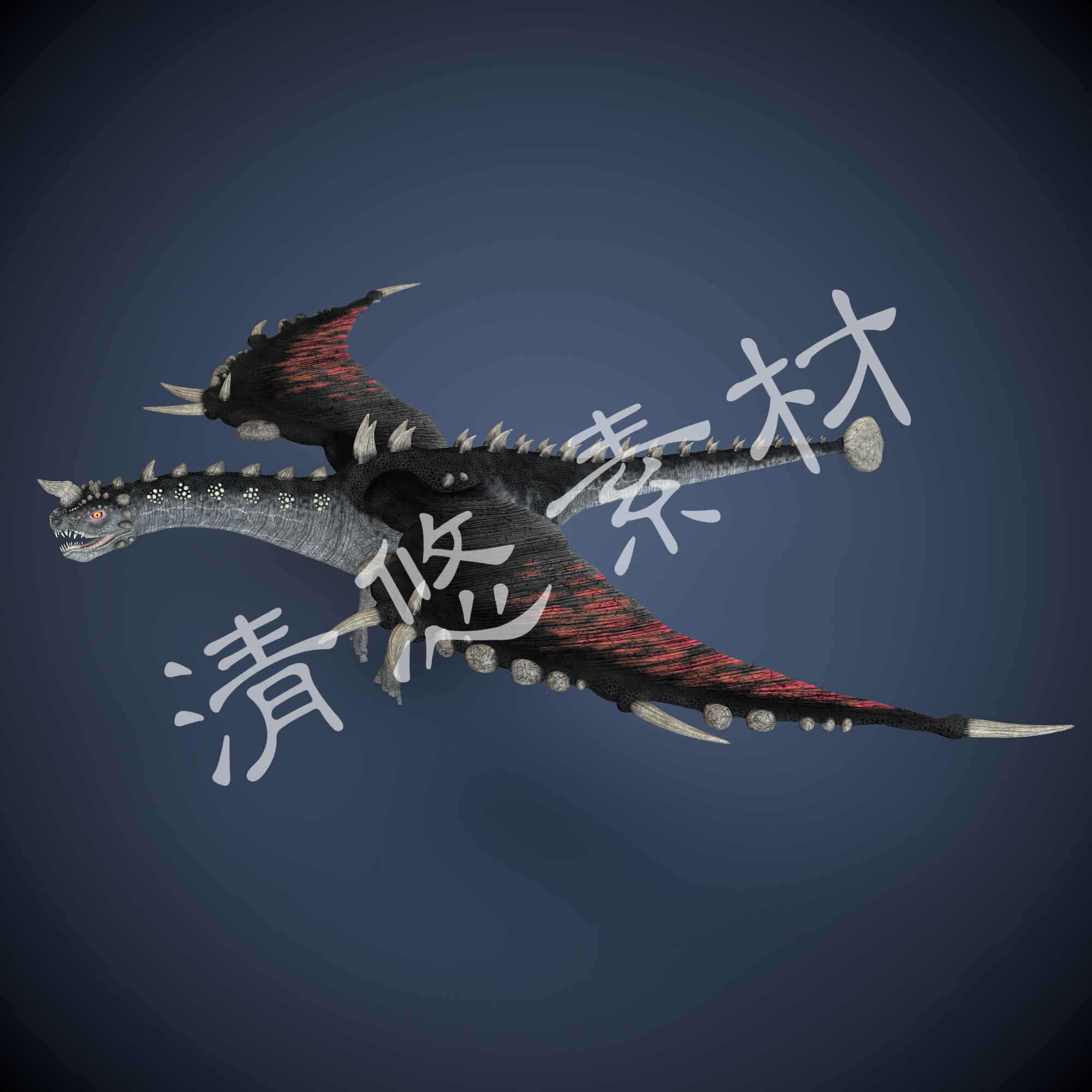 恐龙飞龙怪物远古巨兽3dmax c4d fbx格式模型骨骼绑定 非实物629