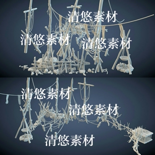 obj格式 3dmax c4d fbx 非实物A710 古代枯木围栏土灶炉子笼子模型