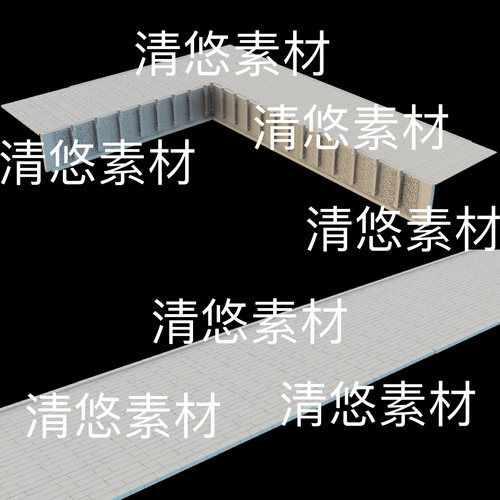 3dmax c4d fbx obj 3ds格式古风古代地面路面地砖文件 非实物B431