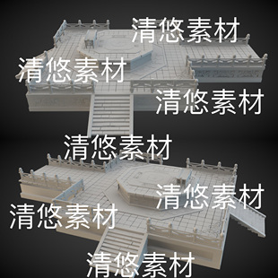 古代底座祭台扶手石阶文件 3dmax 非实物B419 3ds格式 obj c4d fbx