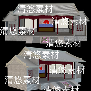 古风古代建筑戏台舞台文件 3dmax 非实物B798 中式 obj格式 c4d fbx