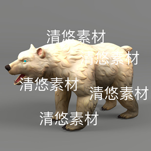 骨骼绑定卡通动物白熊棕熊模型带动作文件 非实物D49 fbx格式 c4d