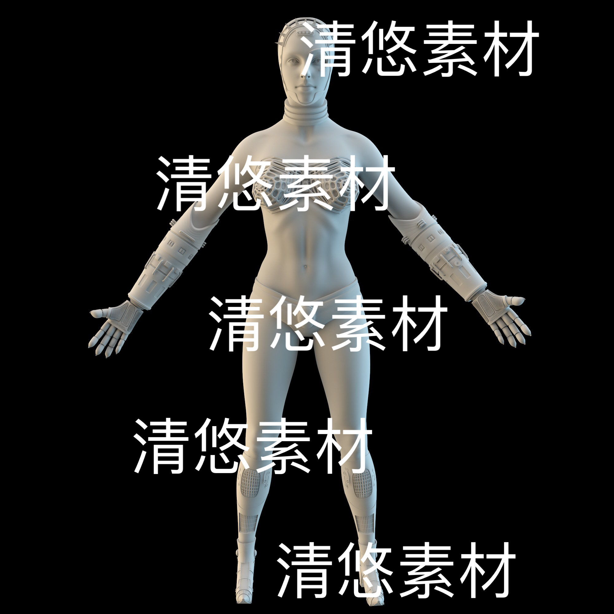 c4d fbx obj格式未来科幻ai改造人女性机器人3D文件 非实物D876