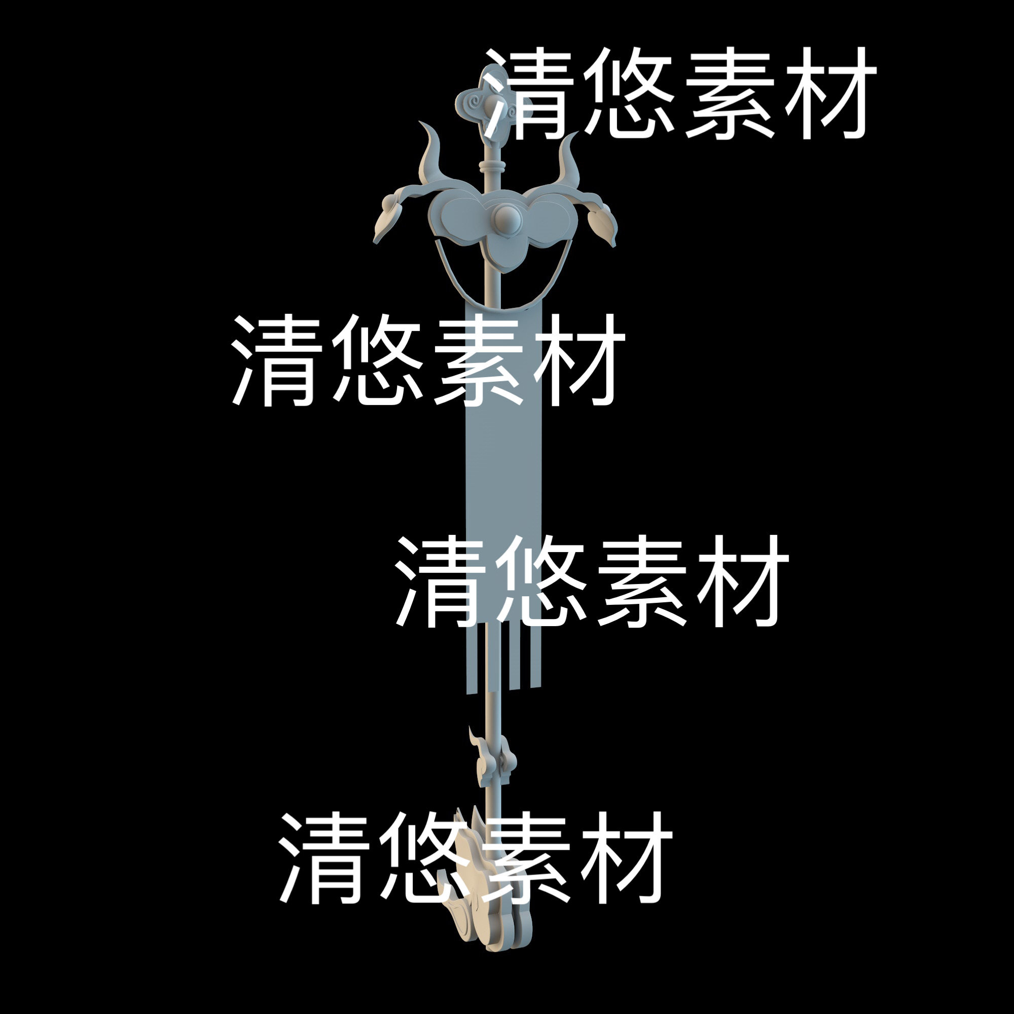 3dmax c4d fbx obj格式仙侠古风高模旗帜旗杆文件 非实物D798