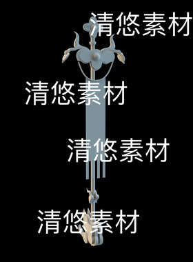 3dmax c4d fbx obj格式仙侠古风高模旗帜旗杆文件 非实物D798