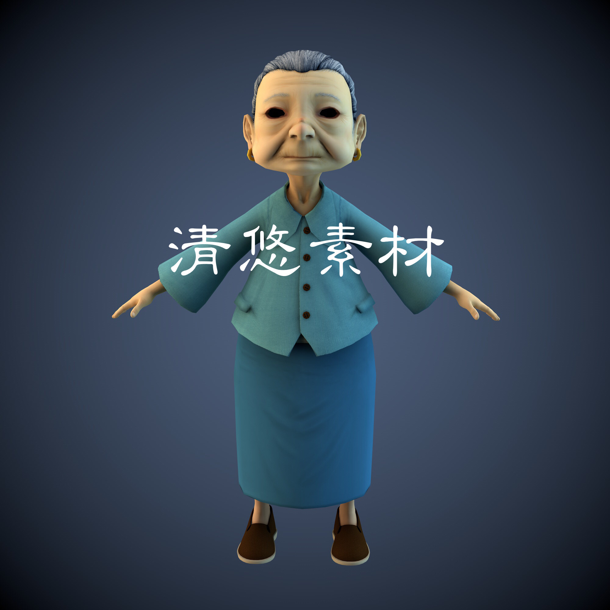 慈祥的老奶奶maya c4d fbx obj格式模型卡通老奶奶阿婆人物 a173