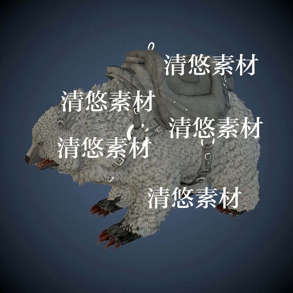 游戏怪物灰熊坐骑c4d fbx格式模型动物骨骼绑定带动作 非实物A655
