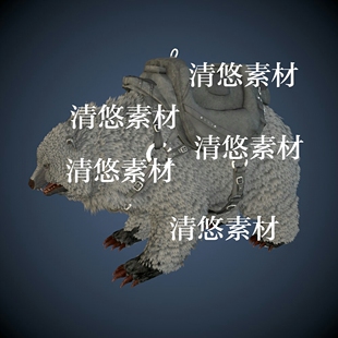 模型动物骨骼绑定带动作 非实物A655 fbx格式 游戏怪物灰熊坐骑c4d