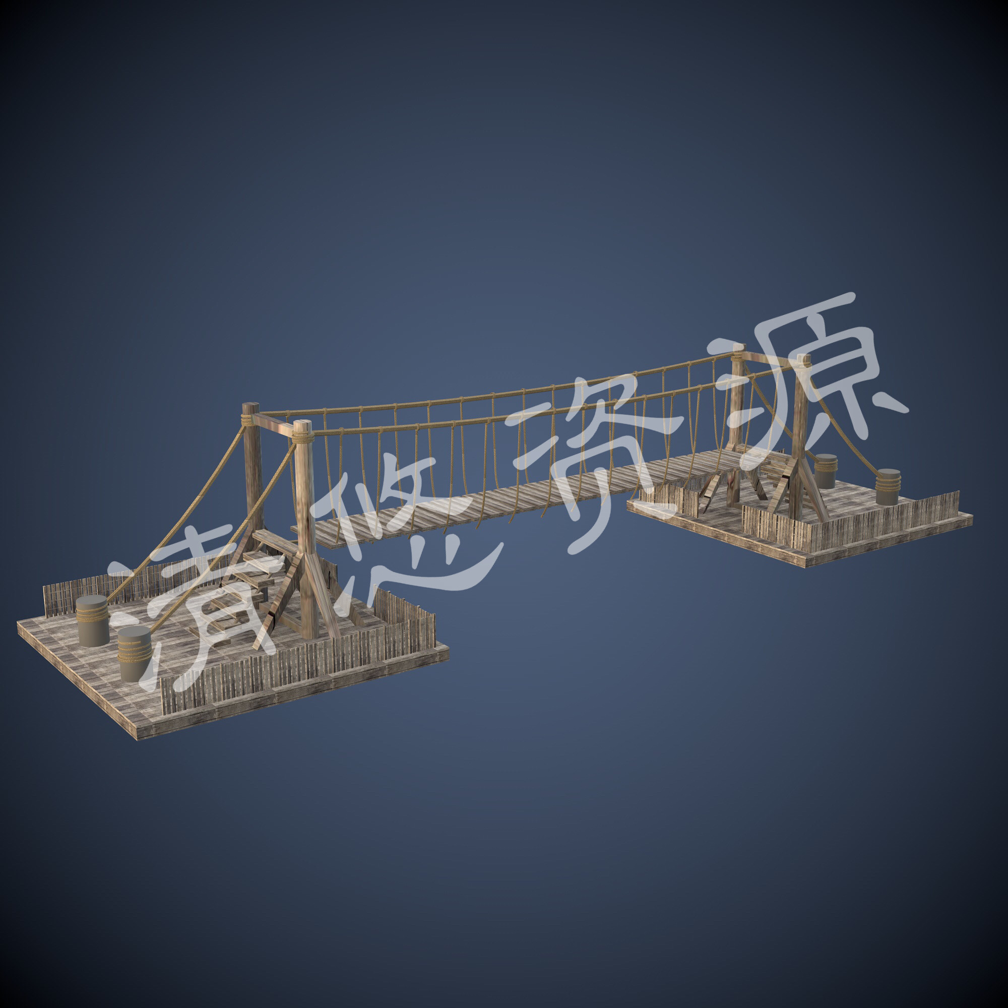 古代索桥3dmax c4d fbx obj木桥模型小桥吊桥绳索 非实物 835