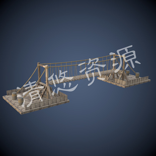 obj木桥模型小桥吊桥绳索 古代索桥3dmax c4d fbx 835 非实物