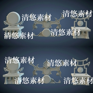 3个c4d obj格式 古代石台鼓台锣台文件模型 非实物A697 fbx