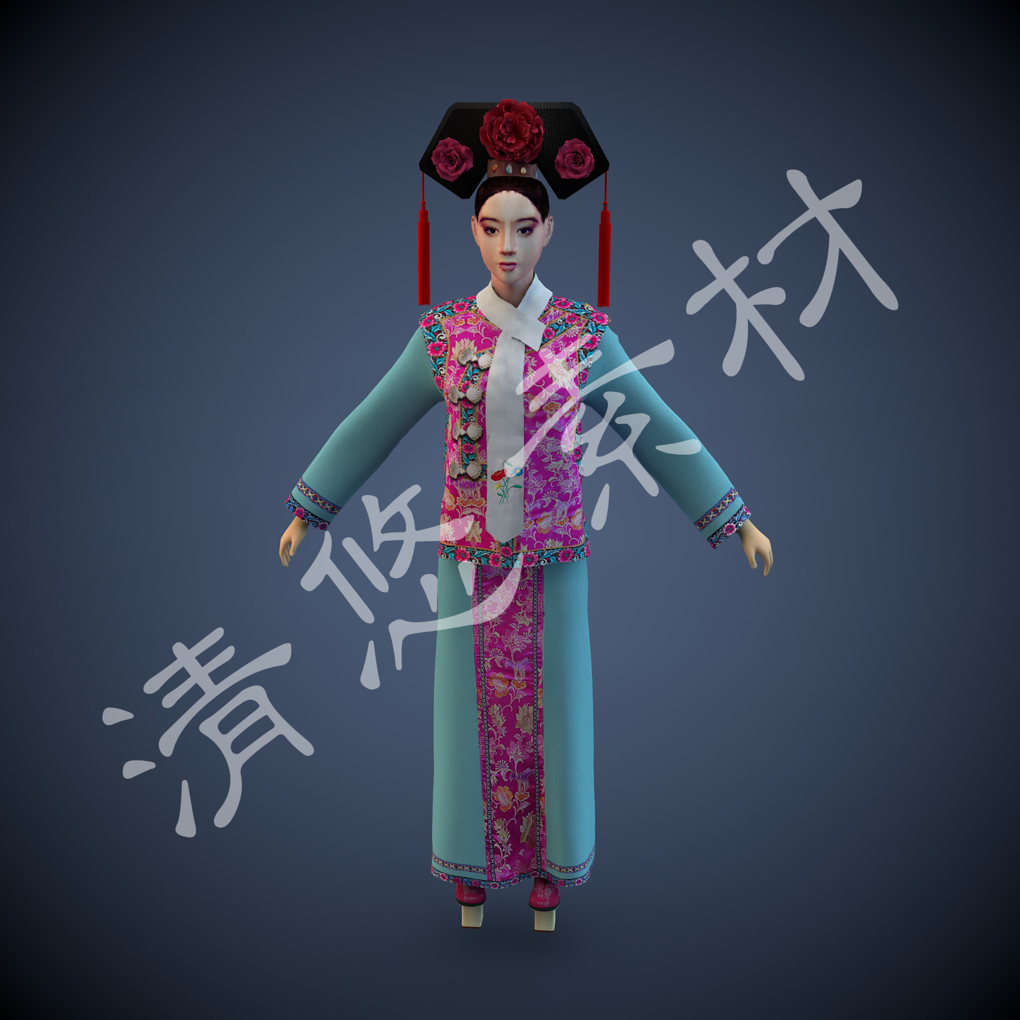 3dmax c4d古代皇宫人物格格宫女模型 古代女人物 fbx格式427