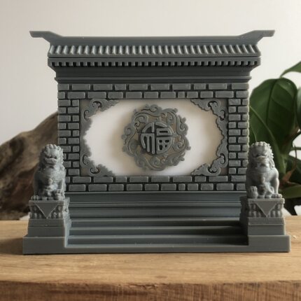 祥云福字传统影壁照壁微缩建筑仿古拼装造景水陆缸拼装树脂摆件