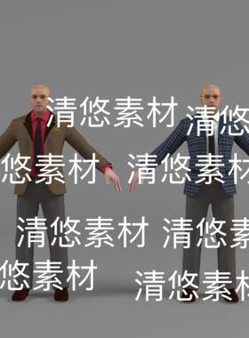 西服西装男人物c4d fbx obj格式外国男性大叔角色文件 非实物E357