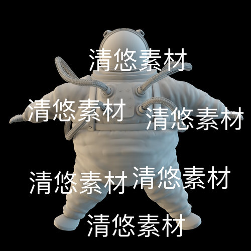 高模c4d fbx obj格式卡通Q版肥胖航天太空人模型文件 非实物D879