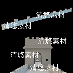 3ds格式 c4d fbx obj 非实物B510 古代古风建城墙围墙烽火台文件