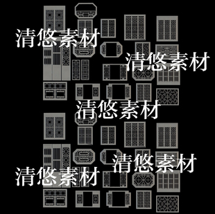 古代古典窗户花格模型文件 非实物B39 古风中式 obj格式 c4d fbx