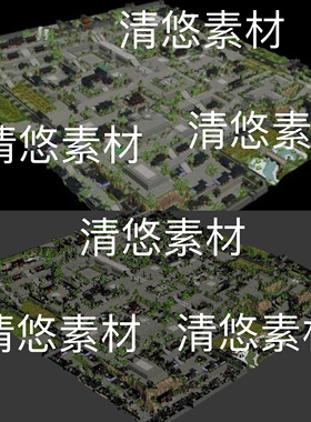 3dsmax c4d fbx格式大型古风简模游戏场景主城文件 非实物B482
