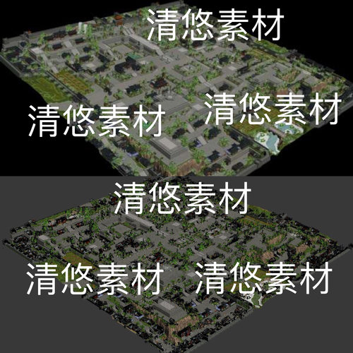 3dsmax c4d fbx格式大型古风简模游戏场景主城文件 非实物B482