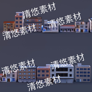 c4d obj格式 现代民房乡镇农村自建房单体建筑文件 非实物E70 fbx