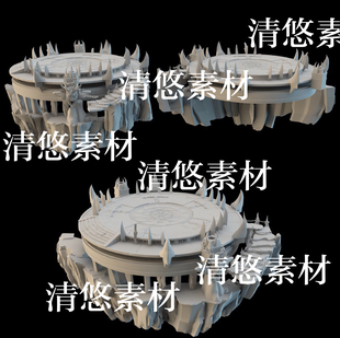 c4d obj格式 石台浮岛山石阶梯场景文件 非实物B84 fbx