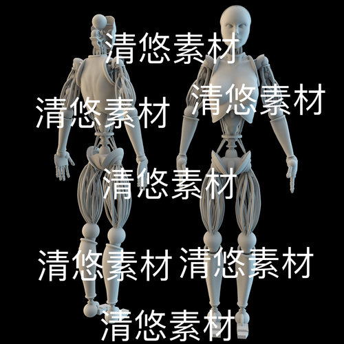 c4d fbx obj格式科幻AI未来智能女性机器人模型文件 非实物D530