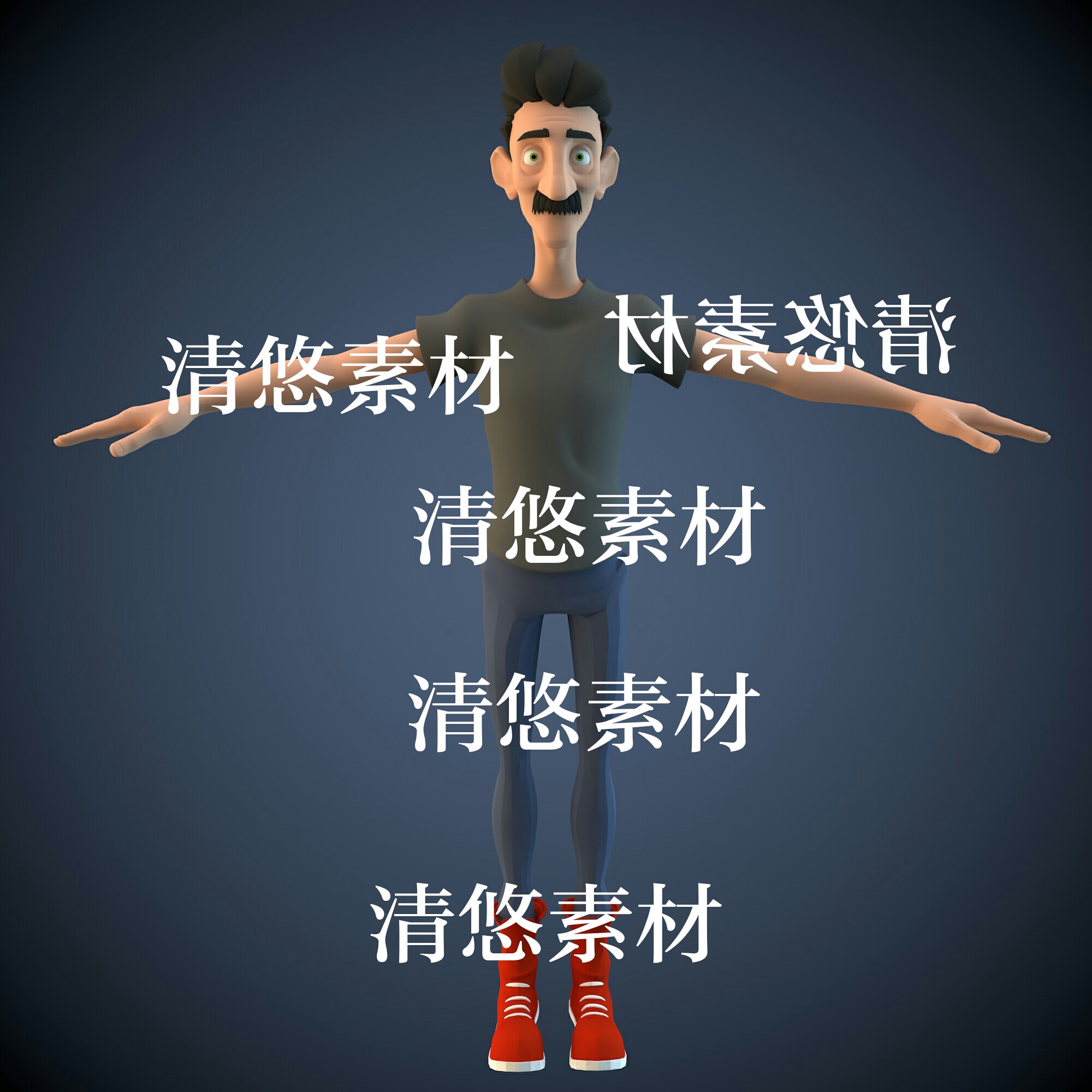 卡通形象胡子大叔男人物模型文件c4d fbx obj格式 非实物a600