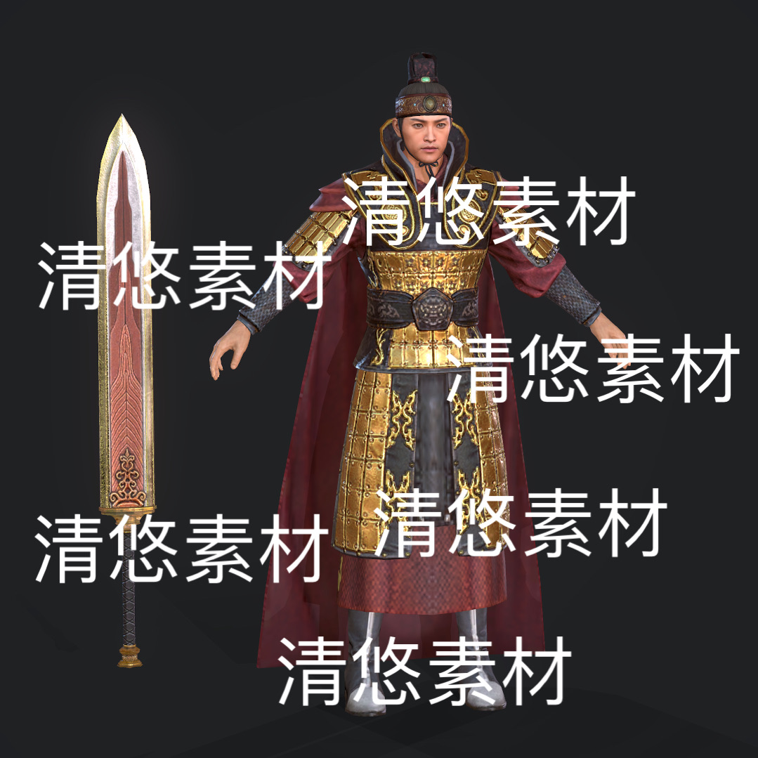皇宫侍卫人物c4d fbx obj格式骨骼绑定年锦衣卫文件 非实物E210