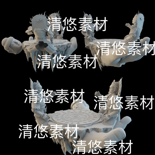 3dmax c4d fbx obj格式仙侠古风佛头天神石台法阵文件 非实物B596