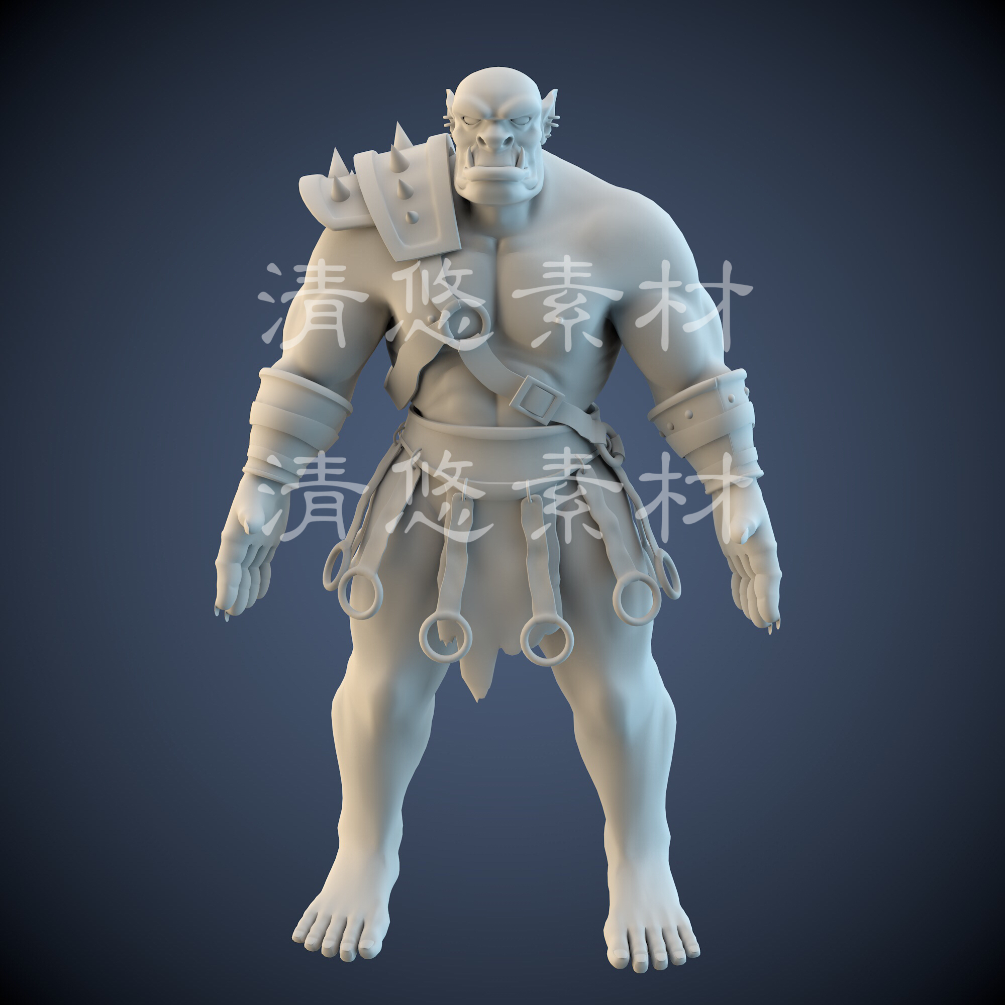 zb雕刻素材maya c4d fbx obj格式模型半兽人怪物魔王角色模型A216