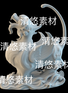 c4d fbx obj格式四大神兽之一白虎神兽国风模型文件 非实物D901