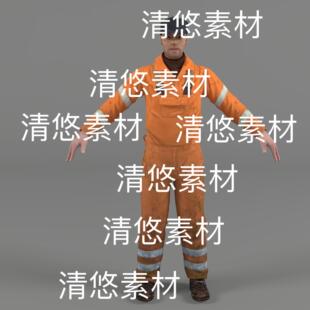 欧美男人物清洁工c4d obj格式 户外作业员工人文件 非实物E353 fbx