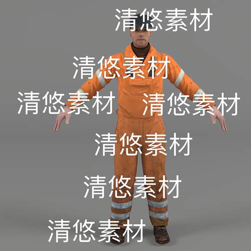 欧美男人物清洁工c4d fbx obj格式户外作业员工人文件 非实物E353